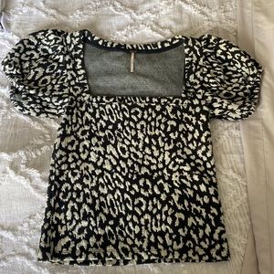 Free People Puff Sleeve Short Sleeve Top